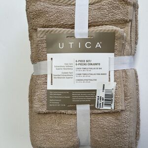 West Point Bath Towel Set Dark Linen 6 Pc Cotton Bath Hand Wash Soft Absorbent